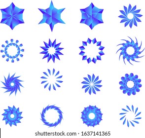 Blue Stars, Mandala, Flowers, Snow Flakes Pack.