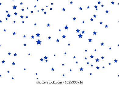 Blue stars on a white background. Seamless Vector Illustration