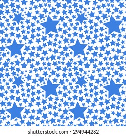 Blue stars on white background, seamless pattern
