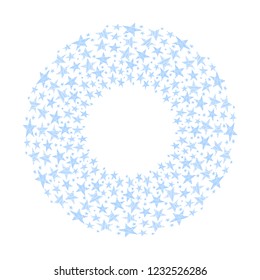 Blue stars pattern. Circle design. Vector art.