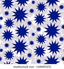 Blue Stars Pattern. Endless drawing. Vector.
