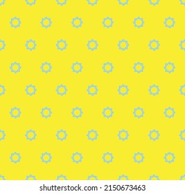 Blue stars pattern on yellow background. Blue flowers on yellow.