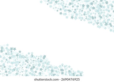 Confeti de Vector de estrellas azules cayendo aislado sobre fondo blanco. Estrellas voladoras backfrop marco de borde de confeti.