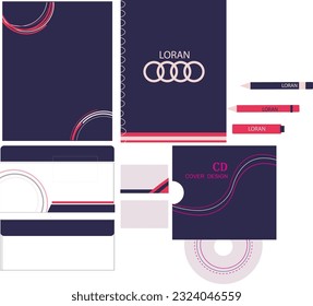 Blue stationery set design in editable vector format