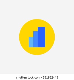 Blue statistic icon on yellow round shape
