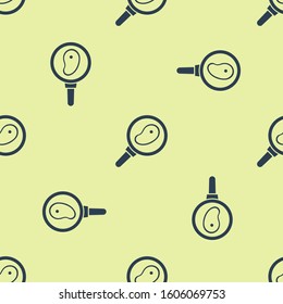 Blue Steak meat in frying pan icon isolated seamless pattern on yellow background.  Vector Illustration
