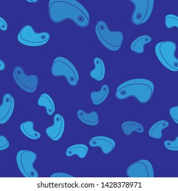 Blue Steak meat icon isolated seamless pattern on blue background. Vector Illustration