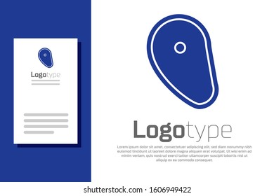 Blue Steak meat icon isolated on white background. Logo design template element. Vector Illustration