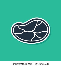 Blue Steak meat icon isolated on green background.  Vector Illustration