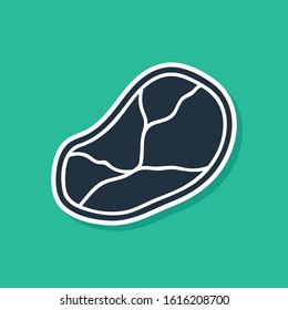 Blue Steak meat icon isolated on green background.  Vector Illustration