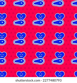 Blue Steak Fleisch Symbol einzeln auf rotem Hintergrund.  Vektorgrafik