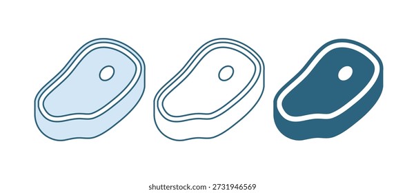 Blue Steak meat icon isolated on white background.  Vector