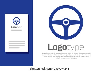 Blue Steering wheel icon isolated on white background. Car wheel icon. Logo design template element. Vector Illustration