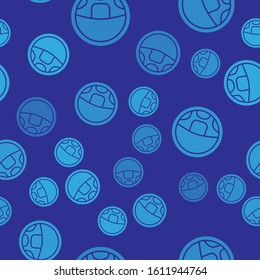 Blue Steering wheel icon isolated seamless pattern on blue background. Car wheel icon.  Vector Illustration