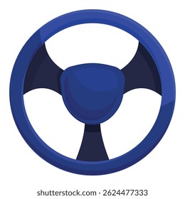 Blue steering wheel isolated on a white background, essential component for controlling direction and maneuvering