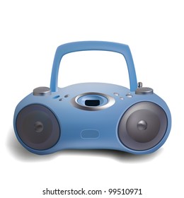 Blue Stereo CD Mp3 Radio Recorder Boombox Isolated On White