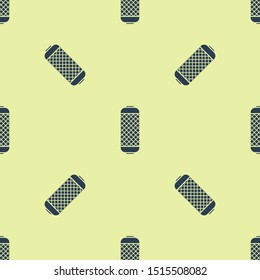 Blue Stereo speaker icon isolated seamless pattern on yellow background. Sound system speakers. Music icon. Musical column speaker bass equipment.  Vector Illustration