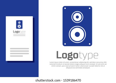 Blue Stereo speaker icon isolated on white background. Sound system speakers. Music icon. Musical column speaker bass equipment. Logo design template element. Vector Illustration