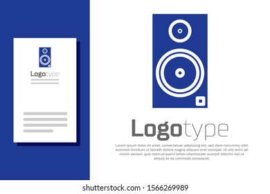 Blue Stereo speaker icon isolated on white background. Sound system speakers. Music icon. Musical column speaker bass equipment. Logo design template element. Vector Illustration