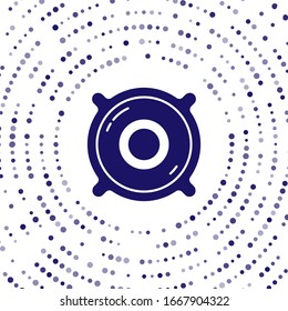 Blue Stereo speaker icon isolated on white background. Sound system speakers. Music icon. Musical column speaker bass equipment. Abstract circle random dots. Vector Illustration