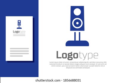 Blue Stereo speaker icon isolated on white background. Sound system speakers. Music icon. Musical column speaker bass equipment. Logo design template element. Vector.