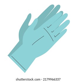 Vector de guantes estériles azules aislados. Ilustración de un par de guantes médicos. Concepto de seguridad y protección. Equipamiento de caucho para el médico.