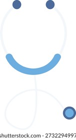 Un estetoscopio azul adornado con una cara sonriente, que simboliza la positividad en la atención médica.