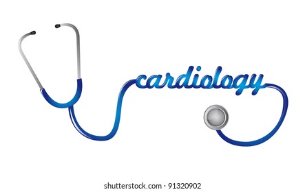 blue stethoscope with cardiology text vector illustration