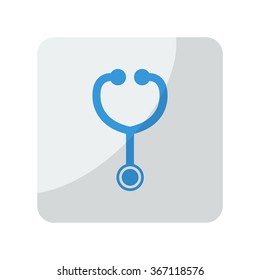 Blue Stethoscope icon on grey rounded square button on white