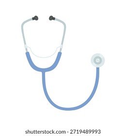 Estetoscópio azul sobre fundo branco. Elementos da medicina. Equipamento médico.