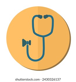 Blue stethoscope on a yellow background And there is a half shadow of the image. Vector