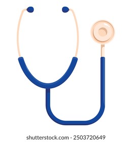 Blue stethoscope standing up, representing healthcare and medical examinations