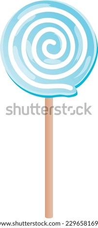 Blue stick candy of eddy pattern. This is an illustration of the lollipop.