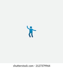 Blue Stick character posture icon action figure symbol human body silhouettes vector 