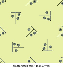 Blue Stick for chips icon isolated seamless pattern on yellow background. Casino gambling.  Vector Illustration