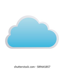 blue sticker cloud icon, vector illustraction design image