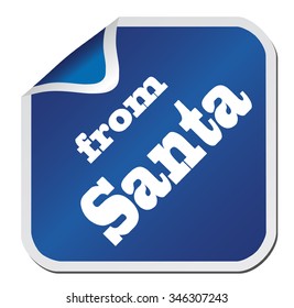 blue sticker "from Santa" on a white background