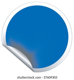 Blue sticker, isolated vector illustration on white
