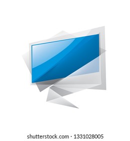 blue sticker on white background. Vector illustration