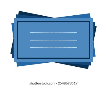 Blue sticker with space for text. Frame for notes with lines, business card. Vector illustration