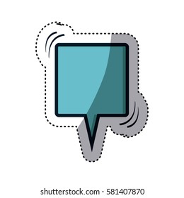 blue sticker square shape dialog box vector illustration