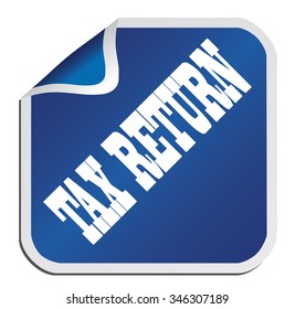 blue sticker "tax return" on a white background
