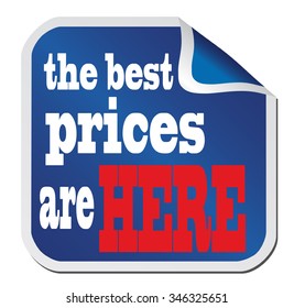 blue sticker "the best prices are here" on a white background