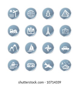 blue sticker travel icons