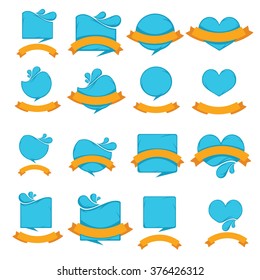 blue stickers and orange flags, water badges collection