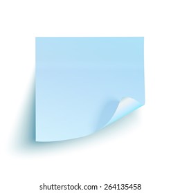 Blue sticky note isolated on white background. Vector illustration 