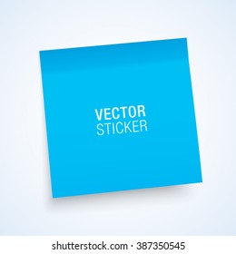 Blue Sticky Note, Isolated On A White Background. Realistic Mockup.