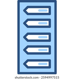 Blue sticky note tabs are displayed neatly on a light blue background ideal for organization and planning concepts.