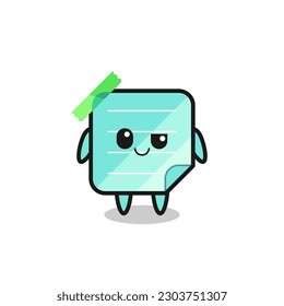 blue sticky notes cartoon with an arrogant expression , cute style design for t shirt, sticker, logo element