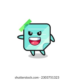 blue sticky notes cartoon with very excited pose , cute style design for t shirt, sticker, logo element